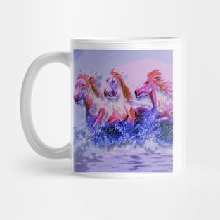 Horses at the beach. Mug